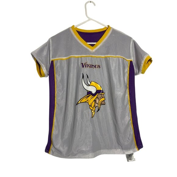 NFL Youth X-Large Vikings Reversible Flag Football Jersey Purple & Gray - Picture 2 of 12